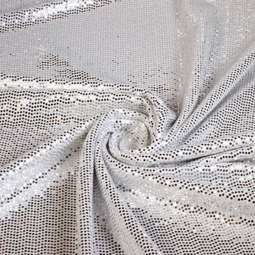 Stretch stof glitter stip wit/zilver