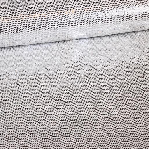 Stretch stof glitter stip wit/zilver