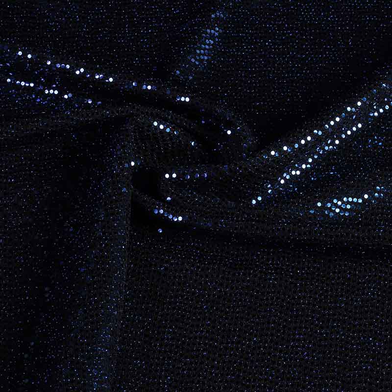 Stretch stof glitter stip kobalt
