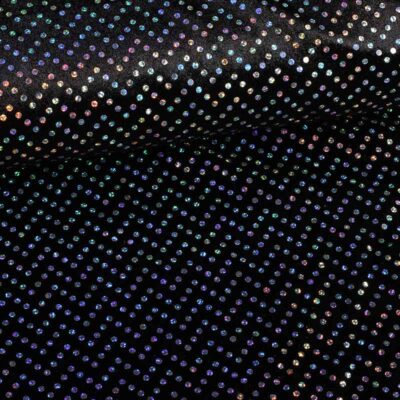 Velours de panne zwart zilver hologram pailletten