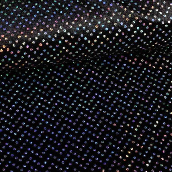 Velours de panne zwart zilver hologram pailletten