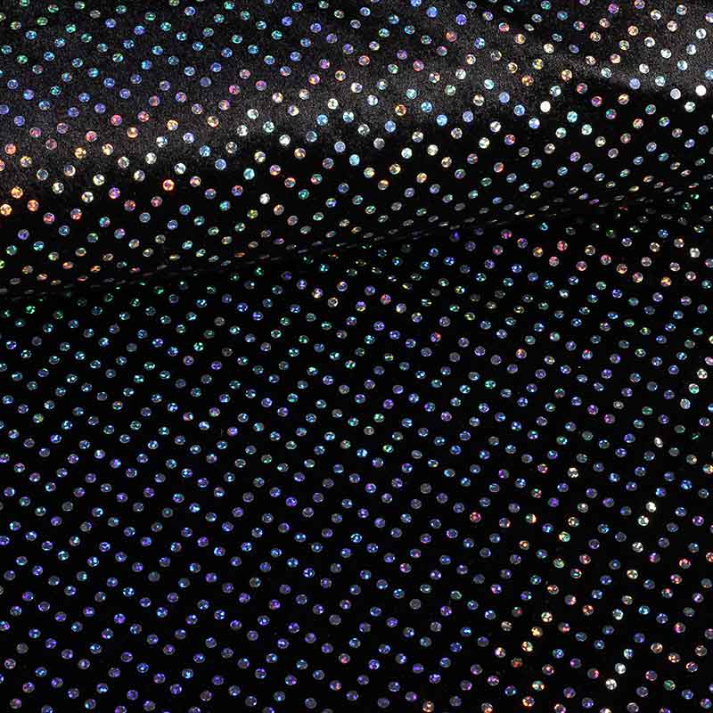 Velours de panne zwart zilver hologram pailletten