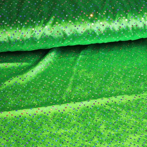 Velours de panne groen met zilveren hologram pailletten