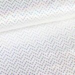 Velours de panne wit met zilveren hologram pailletten