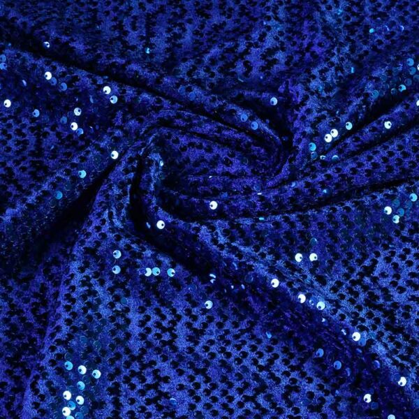 Velvet stof stretch kobalt met pailletten