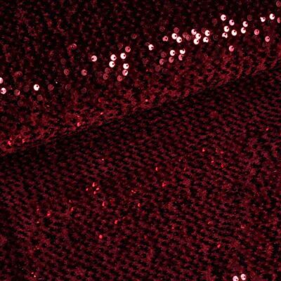 Velvet stof stretch bordeaux met pailletten