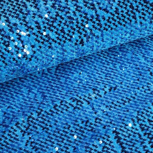 Velvet stof stretch aqua met pailletten