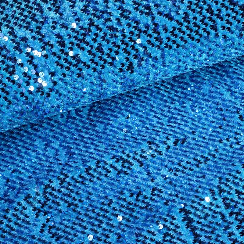 Velvet stof stretch aqua met pailletten