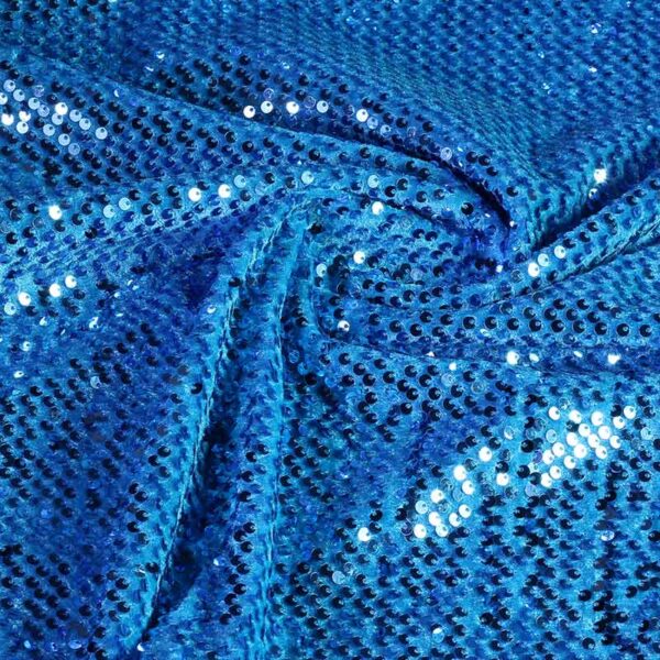 Velvet stof stretch aqua met pailletten