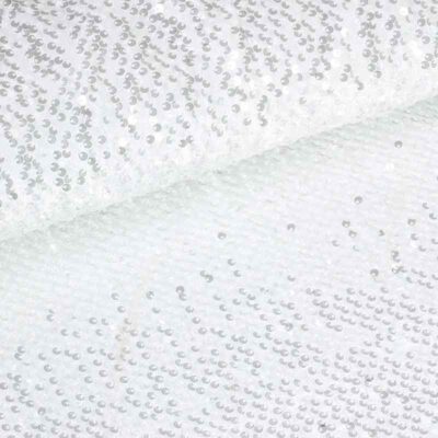 Velvet stof stretch wit met pailletten