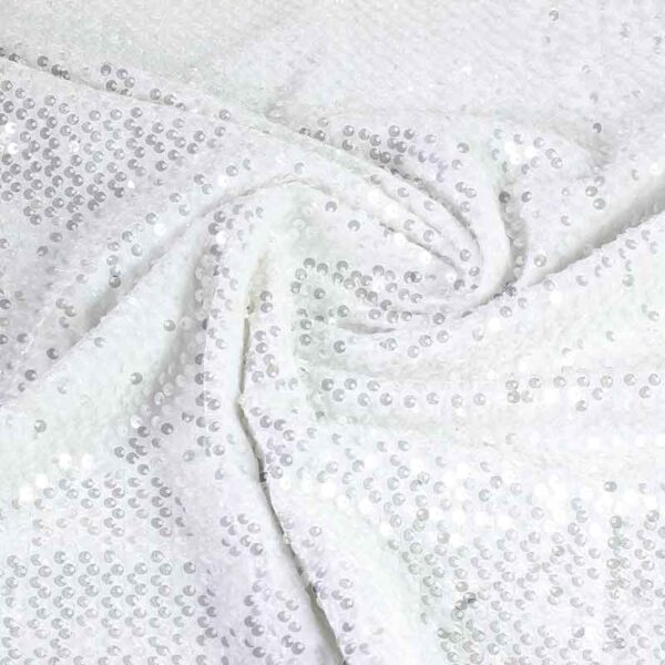Velvet stof stretch wit met pailletten
