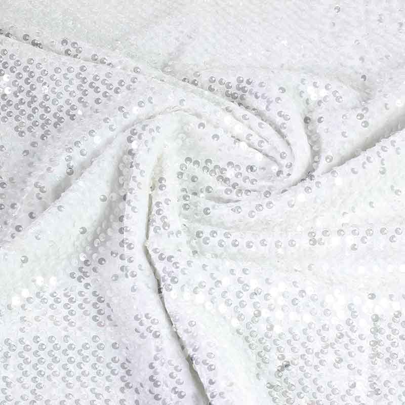 Velvet stof stretch wit met pailletten