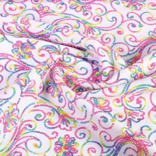 Terlenka stof wit met multicolor pailletten