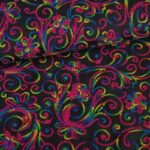 Terlenka stof zwart met multicolor pailletten