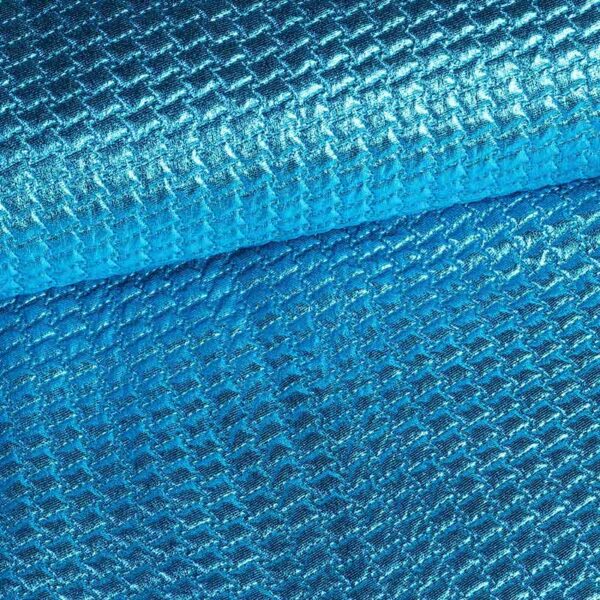 Metallic stof bubble aqua