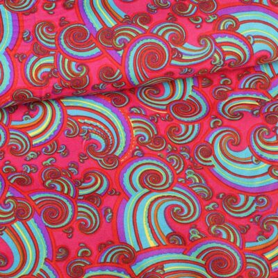 Terlenka stof paisley multicolor fuchsia