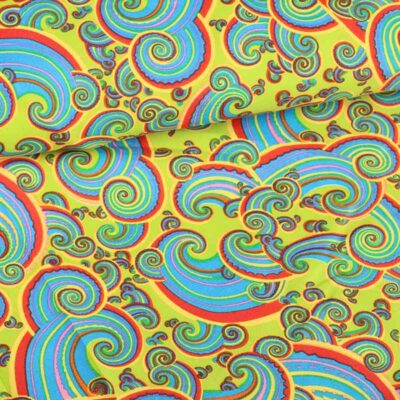 Terlenka stof paisley multicolor lime