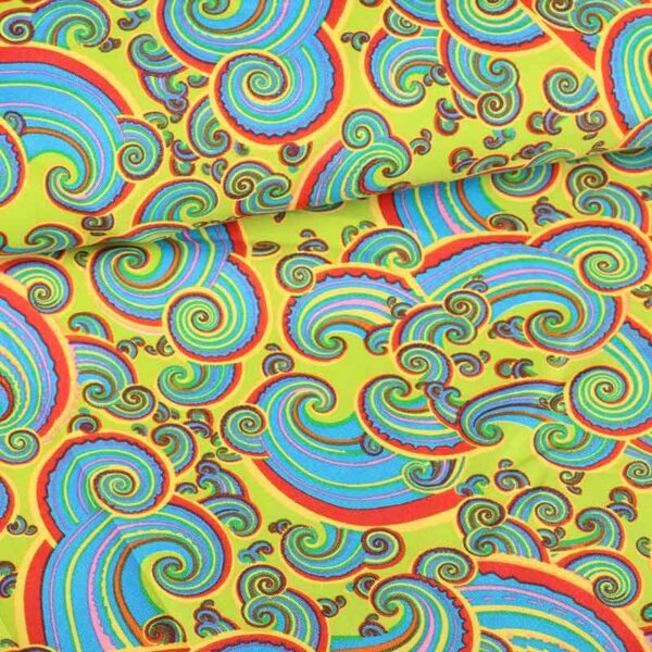 Terlenka stof paisley multicolor lime