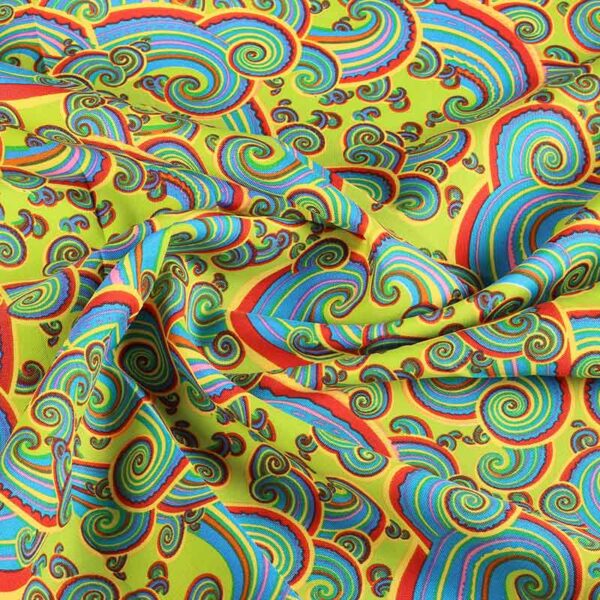 Terlenka stof paisley multicolor lime