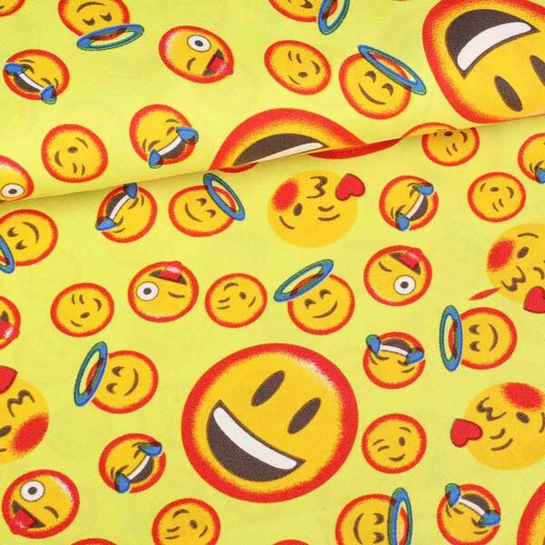 Terlenka stof smiley geel