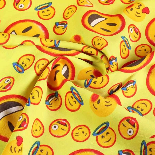 Terlenka stof smiley geel