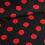 Terlenka stof grote stip zwart-rood