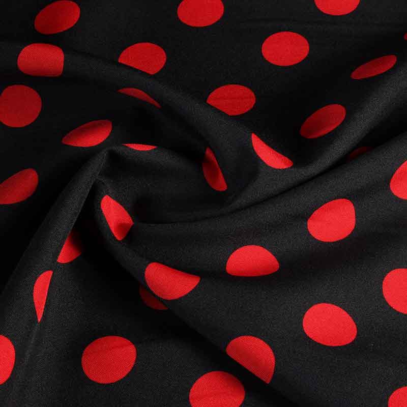 Terlenka stof grote stip zwart-rood