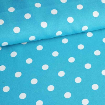 Terlenka stof aqua kleine stip wit