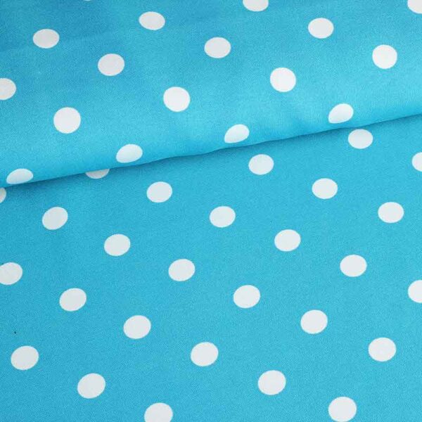 Terlenka stof aqua kleine stip wit