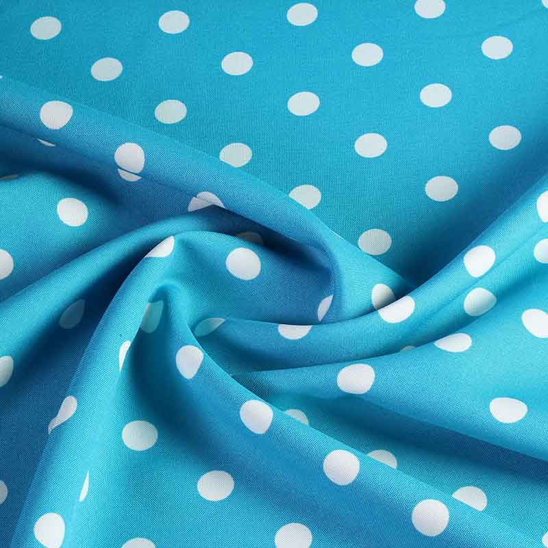 Terlenka stof aqua kleine stip wit