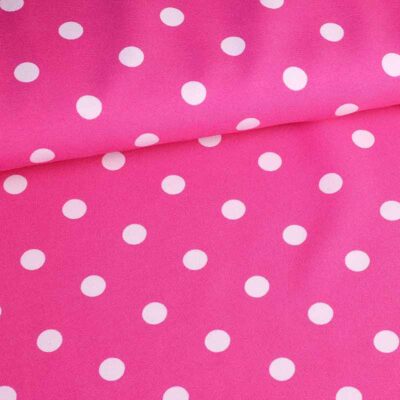 Terlenka stof fuchsia kleine stip wit