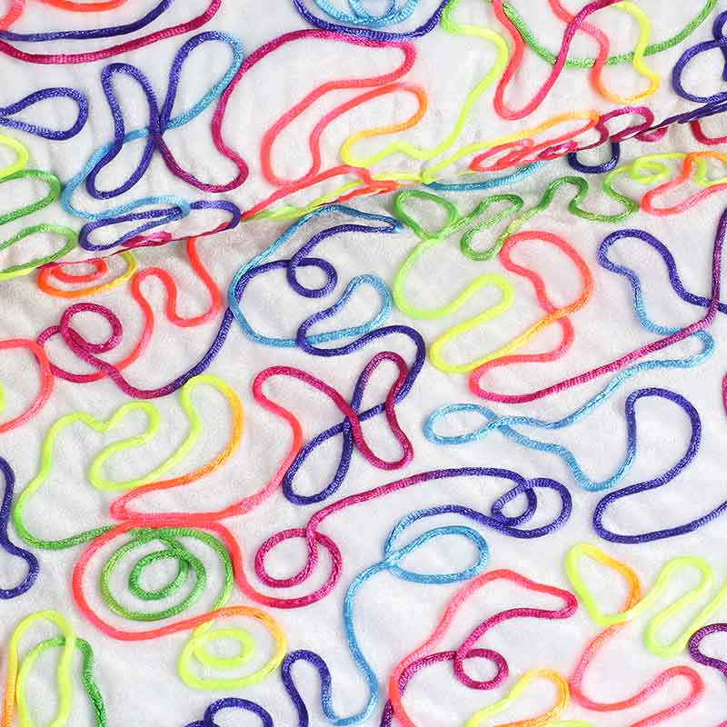 Velvet stof wit multicolor