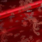 Satijn jacquard stof rood