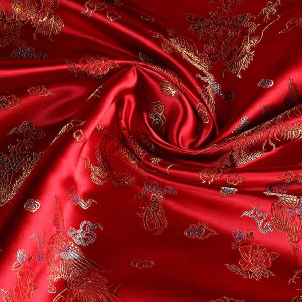 Satijn jacquard Draak rood
