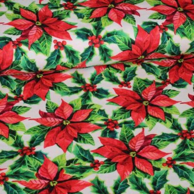 Terlenka stof kerstbloem digitaal bedrukt