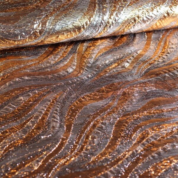 Bubbel brokaat jacquard stof goud/zilver