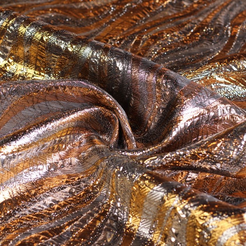 Bubbel brokaat jacquard stof goud/zilver