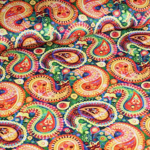 Tricot stof paisley digitaal bedrukt