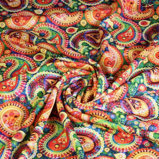 Tricot stof paisley digitaal bedrukt