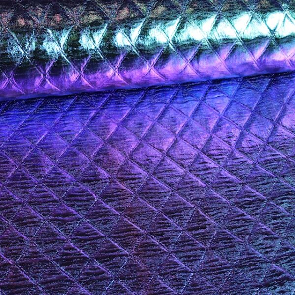 Metallic stof ruit blauw/paars