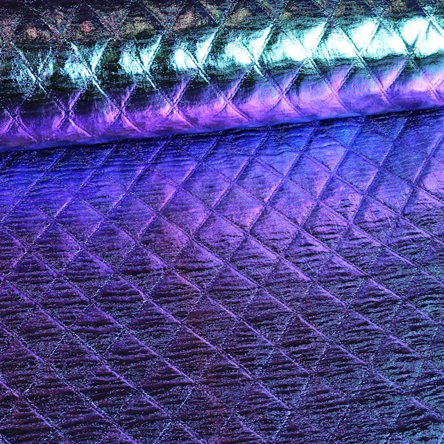 Metallic stof ruit blauw/paars