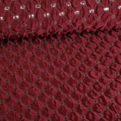 Jacquard barok stof bordeaux zilver