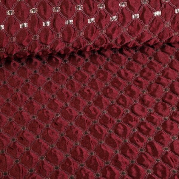 Jacquard barok stof bordeaux zilver