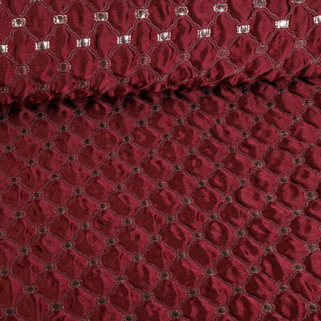 Jacquard barok stof bordeaux zilver