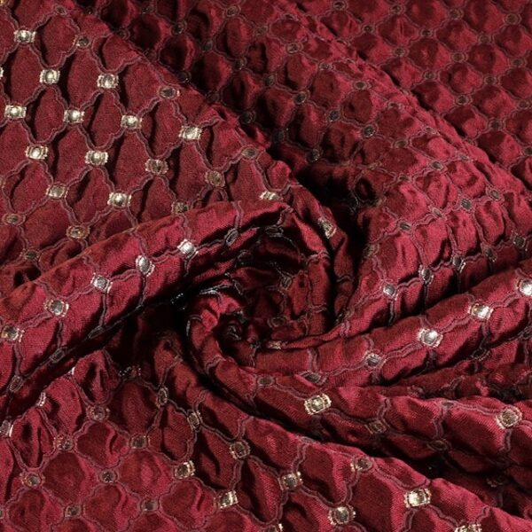 Jacquard barok stof bordeaux zilver