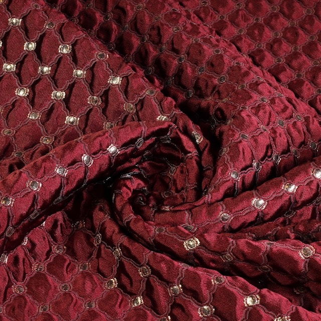 Jacquard barok stof bordeaux zilver
