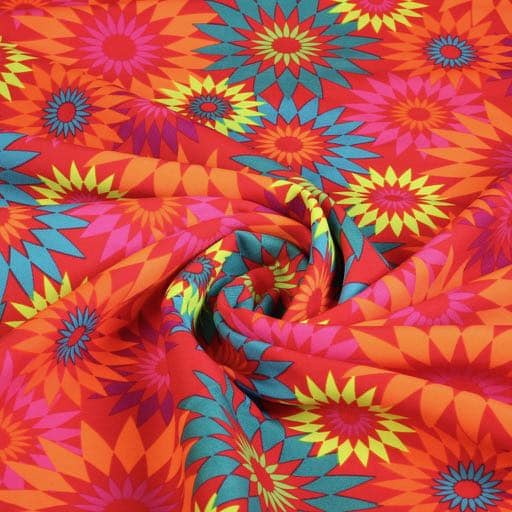 Terlenka stof fantasie bloem rood