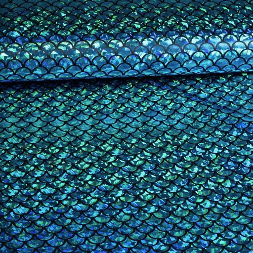 Jersey stretch Zeemeermin foil aqua