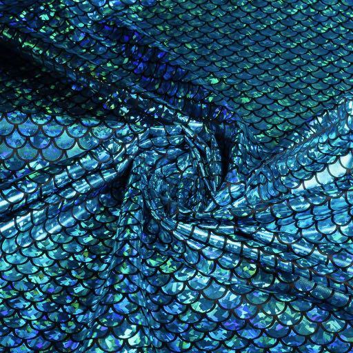 Jersey stretch Zeemeermin foil aqua