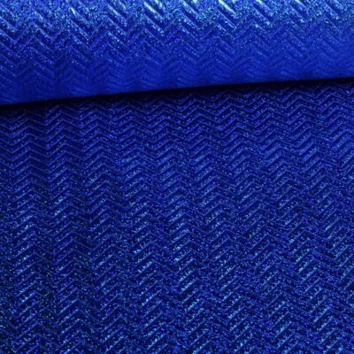 Step zigzag hologram glitter stof kobalt